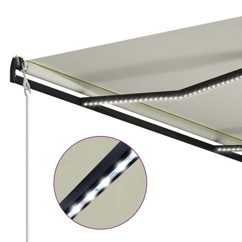 Foldemarkise med vindsensor og LED 400x300 cm cremefarvet