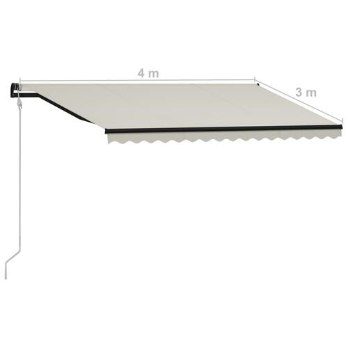 Foldemarkise med vindsensor og LED 400x300 cm cremefarvet