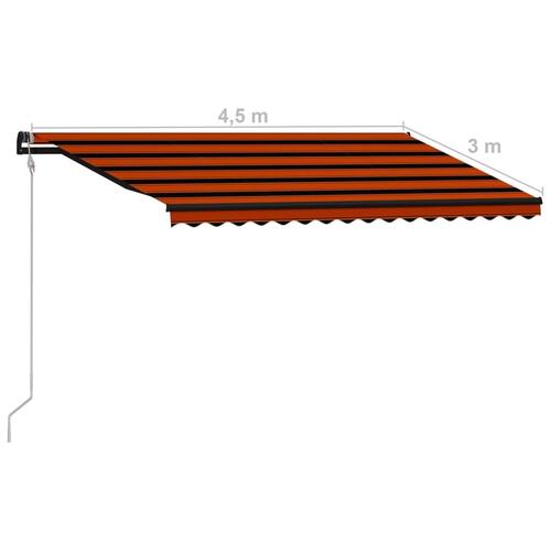 Foldemarkise med vindsensor og LED 450x300 cm orange og brun
