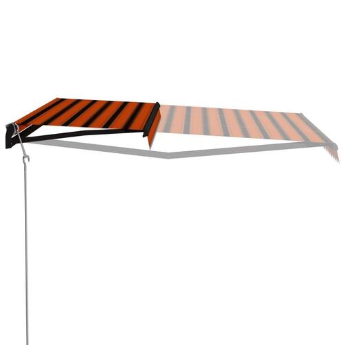 Foldemarkise med vindsensor & LED 500x300 cm orange og brun