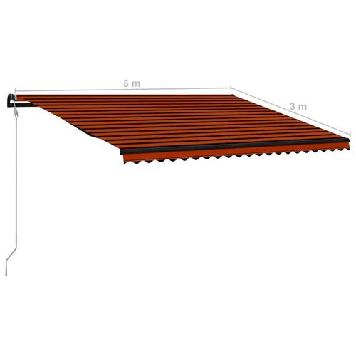 Foldemarkise med vindsensor & LED 500x300 cm orange og brun