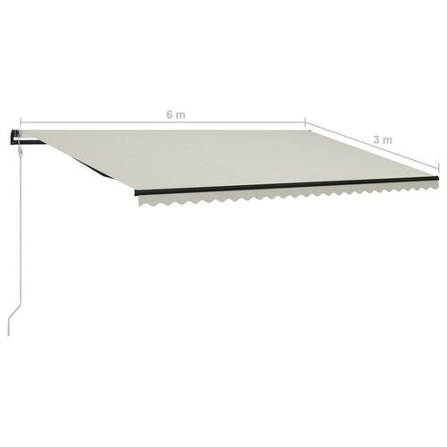 Foldemarkise med vindsensor & LED 600x300 cm cremefarvet
