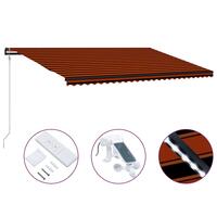 Foldemarkise med vindsensor & LED 600x300 cm orange og brun