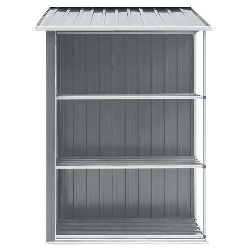 Haveskur med reol 205x130x183 cm jern grå