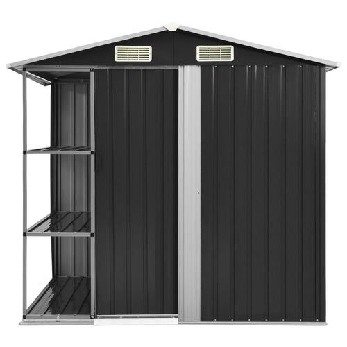 Haveskur med reol 205x130x183 cm jern antracitgrå