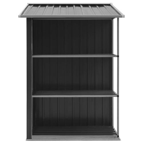 Haveskur med reol 205x130x183 cm jern antracitgrå