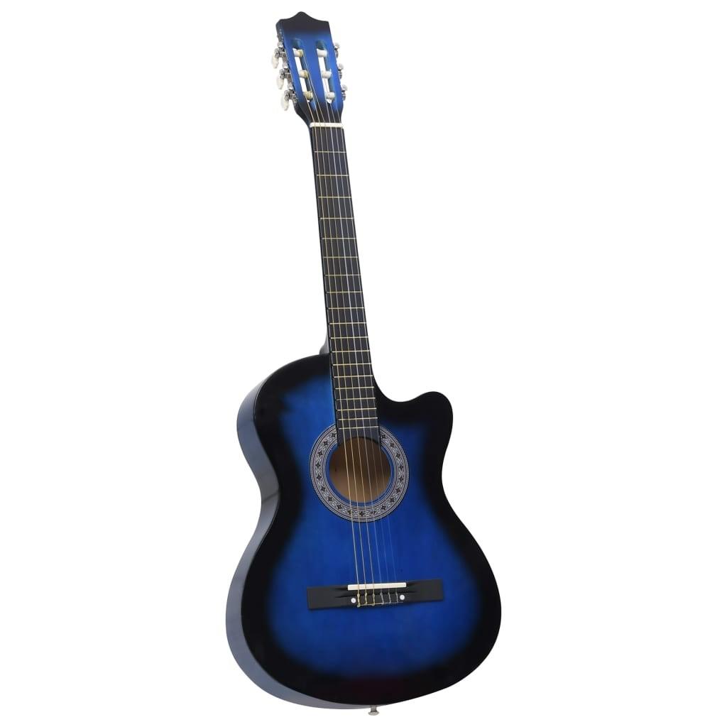 Klassisk western cutaway-guitar med 6 strenge 38" blå