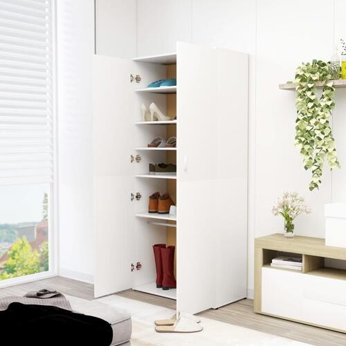 Skoskab 80x39x178 cm konstrueret træ hvid