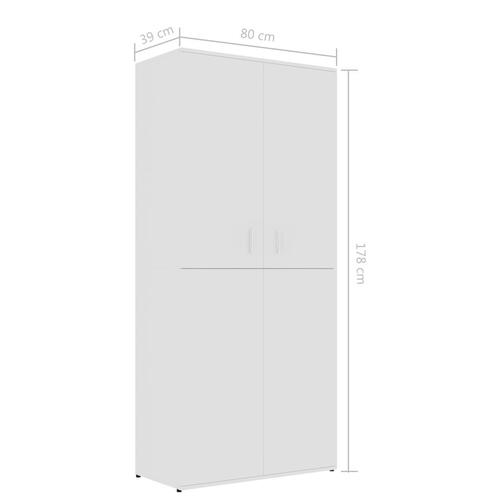 Skoskab 80x39x178 cm konstrueret træ hvid
