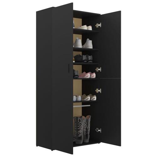 Skoskab 80x39x178 cm konstrueret træ sort