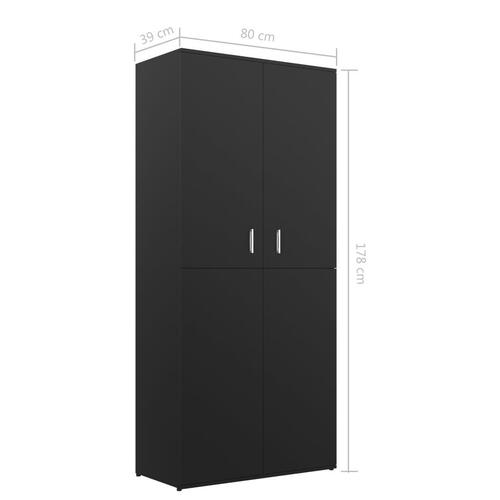 Skoskab 80x39x178 cm konstrueret træ sort