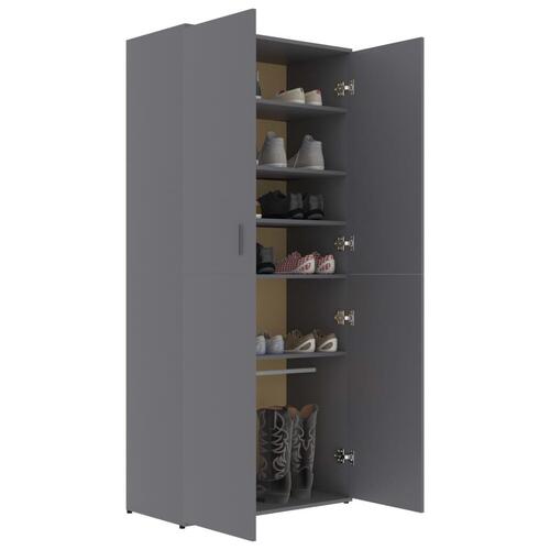 Skoskab 80x39x178 cm konstrueret træ grå