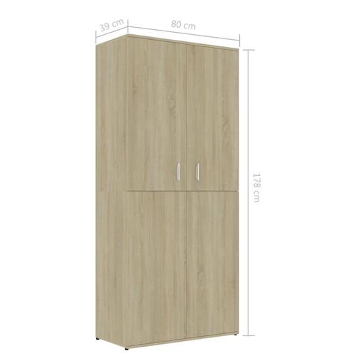 Skoskab 80x39x178 cm konstrueret træ sonoma-eg