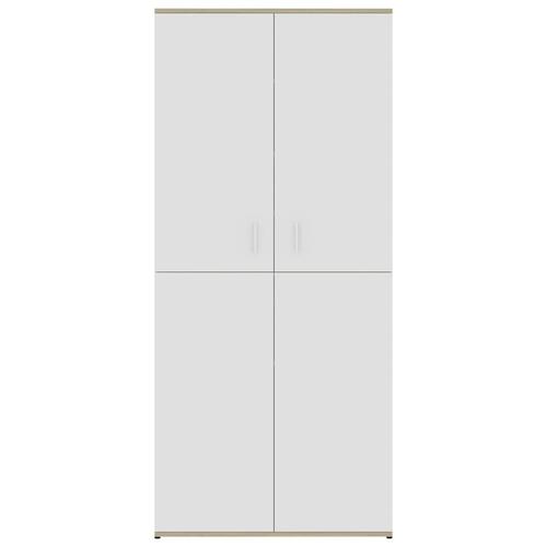 Skoskab 80x39x178 cm konstrueret træ hvid og sonoma-eg