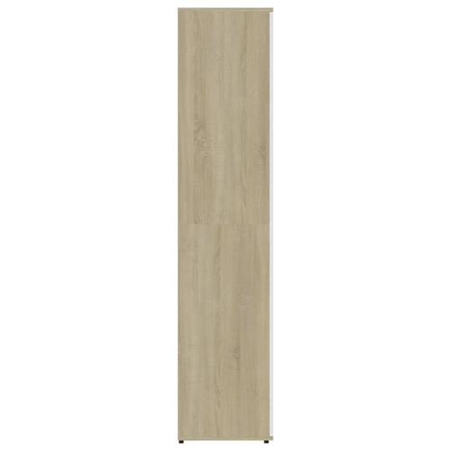 Skoskab 80x39x178 cm konstrueret træ hvid og sonoma-eg