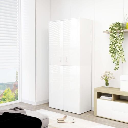 Skoskab 80x39x178 cm konstrueret træ hvid højglans