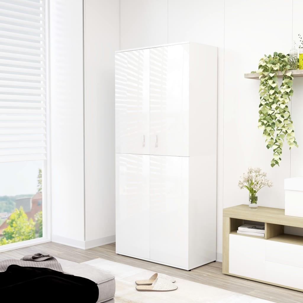 Skoskab 80x39x178 cm konstrueret træ hvid højglans