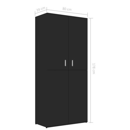 Skoskab 80x39x178 cm konstrueret træ sort højglans