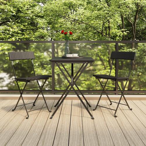 Foldbare bistrostole 2 stk. polyrattan og stål sort