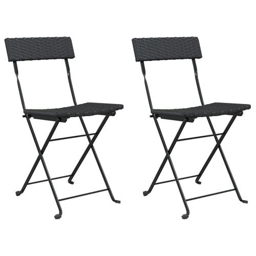 Foldbare bistrostole 2 stk. polyrattan og stål sort