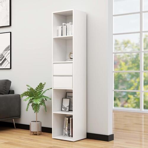 Bogreol 36x30x171 cm konstrueret træ hvid