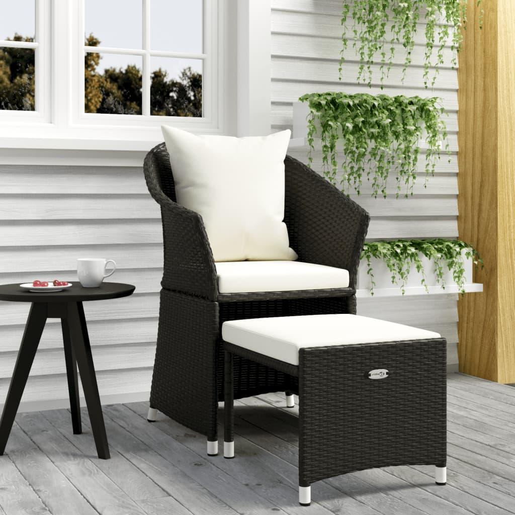Loungesæt til haven 2 dele med hynder polyrattan sort