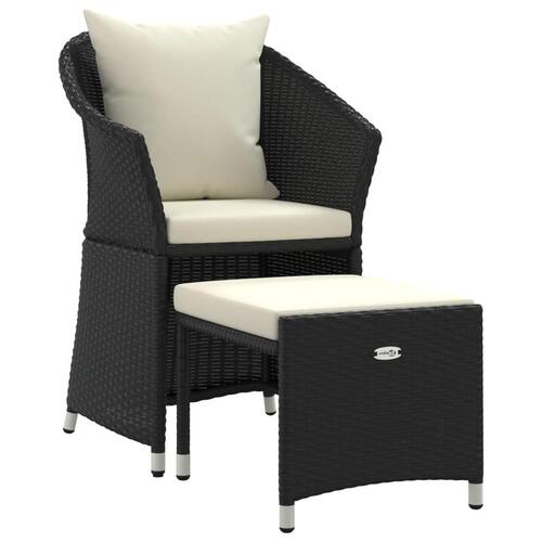 Loungesæt til haven 2 dele med hynder polyrattan sort