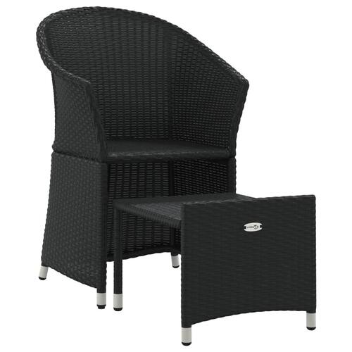 Loungesæt til haven 2 dele med hynder polyrattan sort
