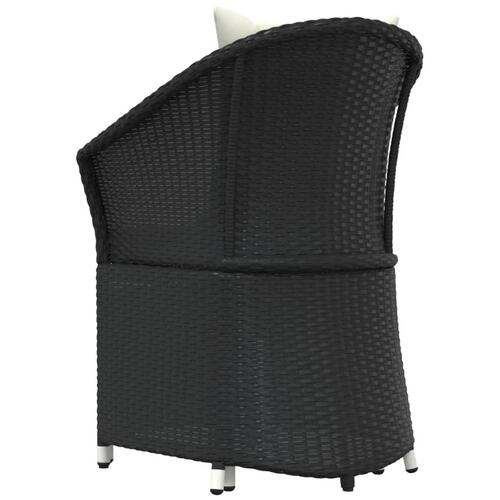 Loungesæt til haven 2 dele med hynder polyrattan sort