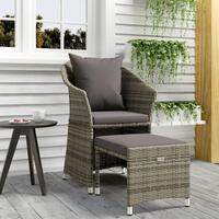 Loungesæt til haven 2 dele med hynder polyrattan grå
