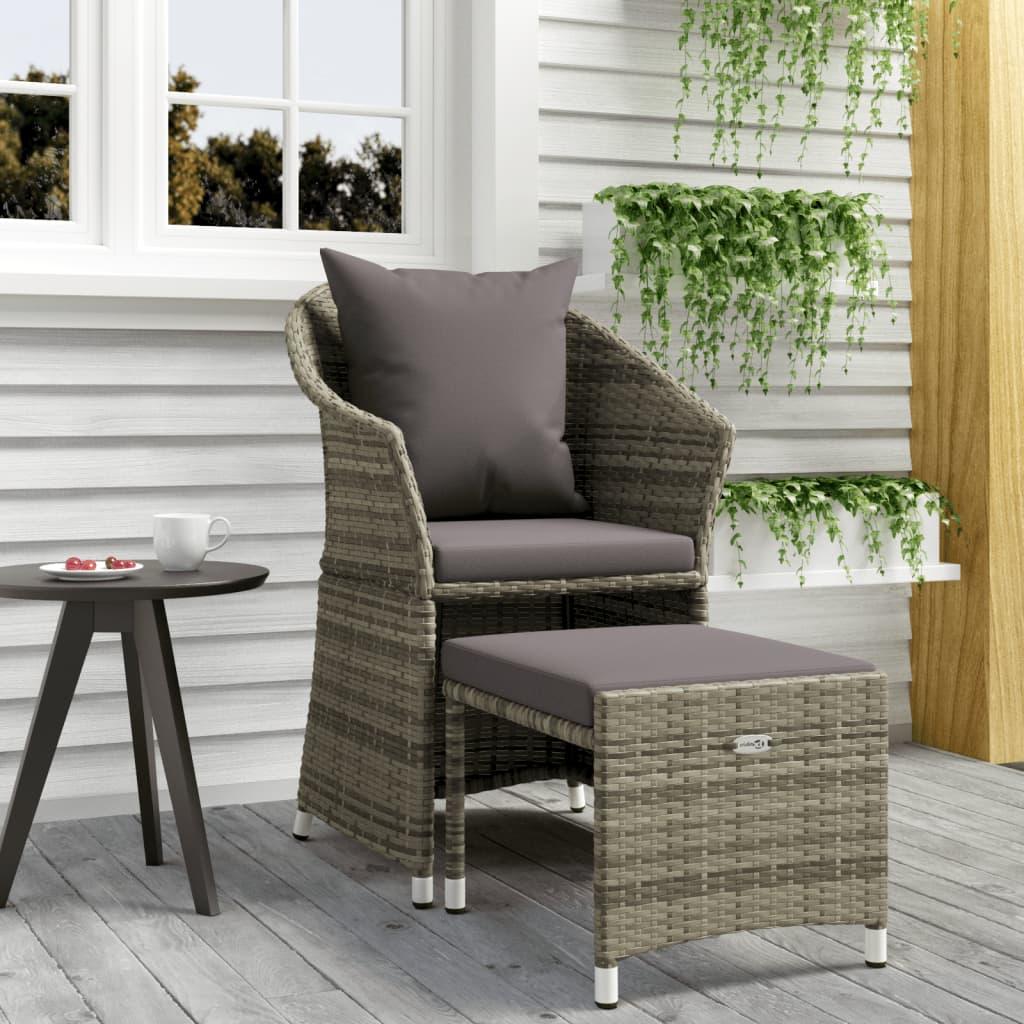 Loungesæt til haven 2 dele med hynder polyrattan grå