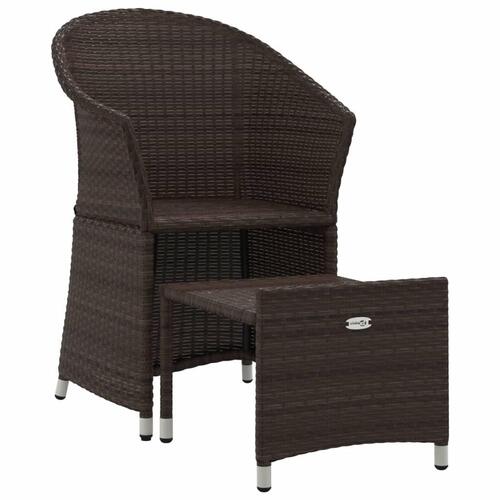 Loungesæt til haven 2 dele med hynder polyrattan brun