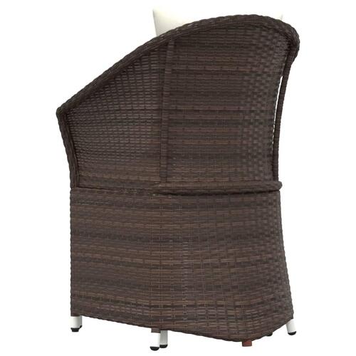 Loungesæt til haven 2 dele med hynder polyrattan brun