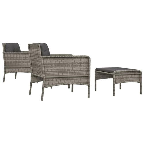 Loungesæt til haven 5 dele med hynder polyrattan grå