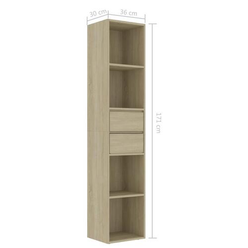 Bogreol 36x30x171 cm konstrueret træ sonoma-eg