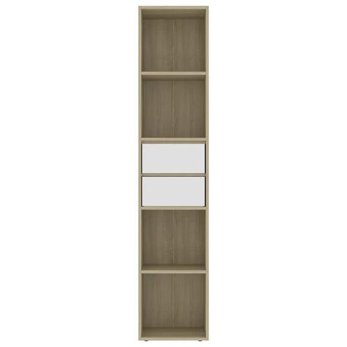 Bogreol 36x30x171 cm konstrueret træ hvid og sonoma-eg