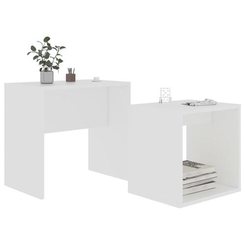 Sofabordssæt 48x30x45 cm konstrueret træ hvid