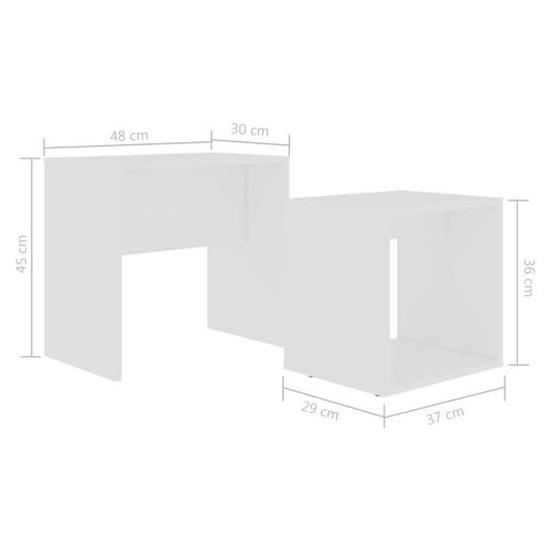 Sofabordssæt 48x30x45 cm konstrueret træ hvid