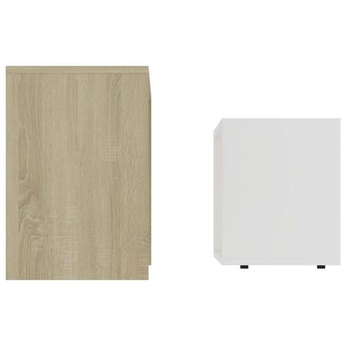 Sofabordssæt 48x30x45 cm konstrueret træ hvid og sonoma-eg