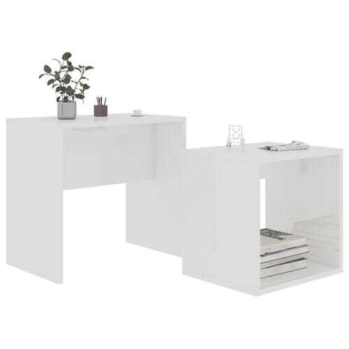 Sofabordssæt 48x30x45 cm konstrueret træ hvid højglans