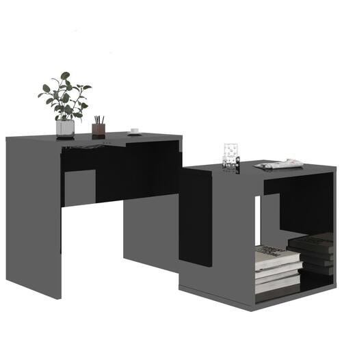 Sofabordssæt 48x30x45 cm konstrueret træ sort højglans