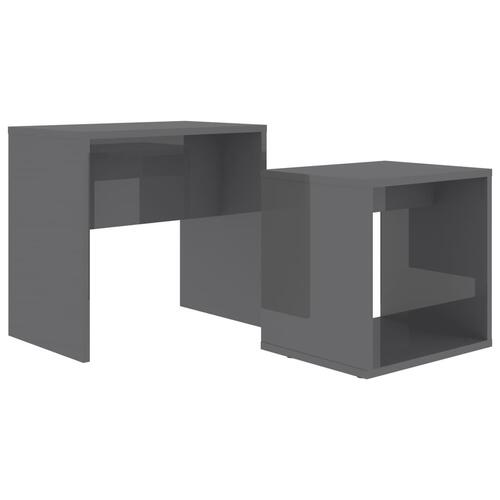 Sofabordssæt 48x30x45 cm konstrueret træ grå højglans