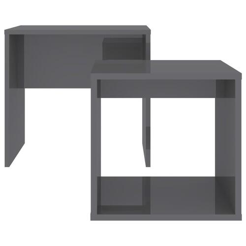 Sofabordssæt 48x30x45 cm konstrueret træ grå højglans
