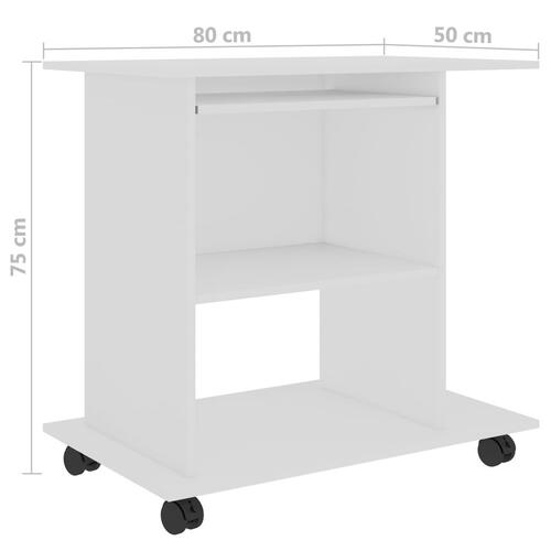 Computerbord 80x50x75 cm konstrueret træ hvid
