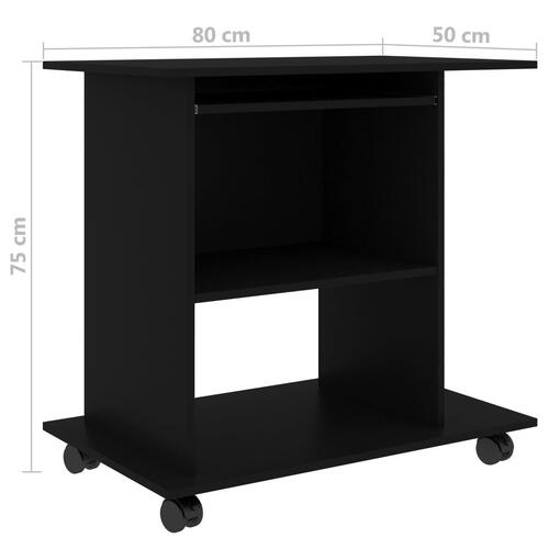 Computerbord 80x50x75 cm konstrueret træ sort