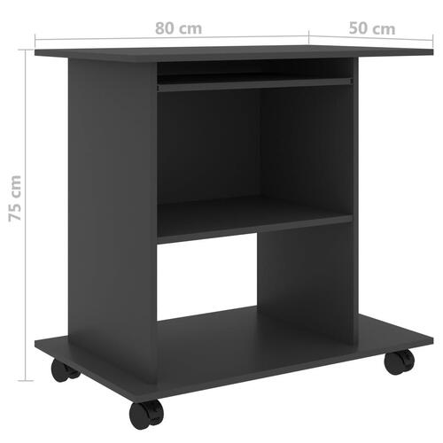 Computerbord 80x50x75 cm spånplade grå