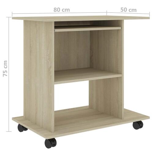 Computerbord 80x50x75 cm konstrueret træ sonoma-eg