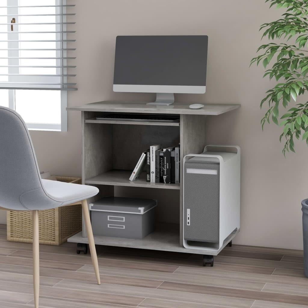 Computerbord 80x50x75 cm spånplade betongrå