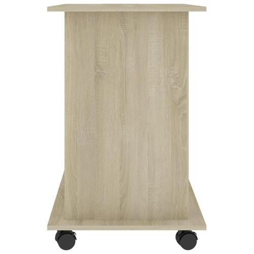 Computerbord 80x50x75 cm spånplade hvid og sonoma-eg
