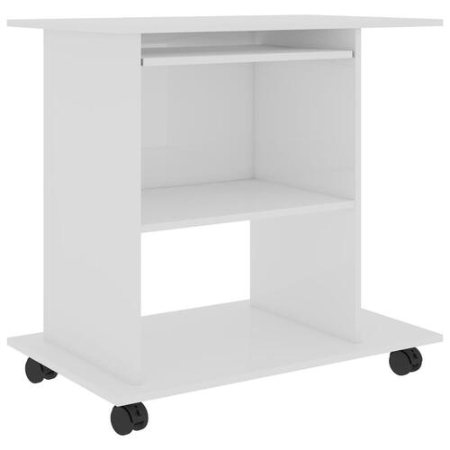 Computerbord 80x50x75 cm konstrueret træ hvid højglans